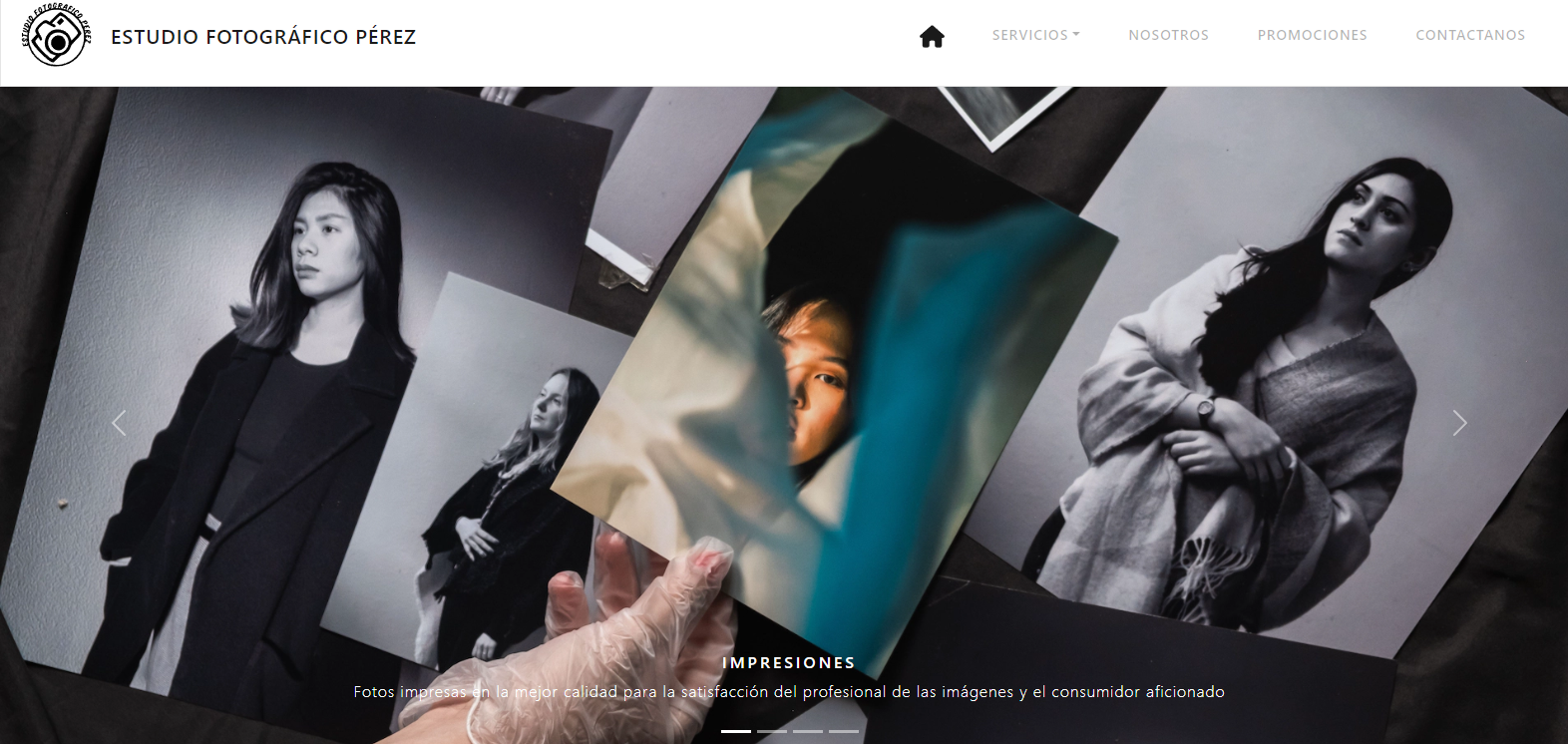 Sitio Web para publicidad de un estudio fotográfico, esta realizado en Nextjs y Bootstrap